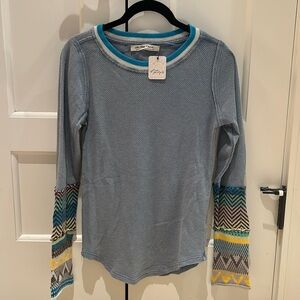 NWT Free People Long sleeve blue shirt size M